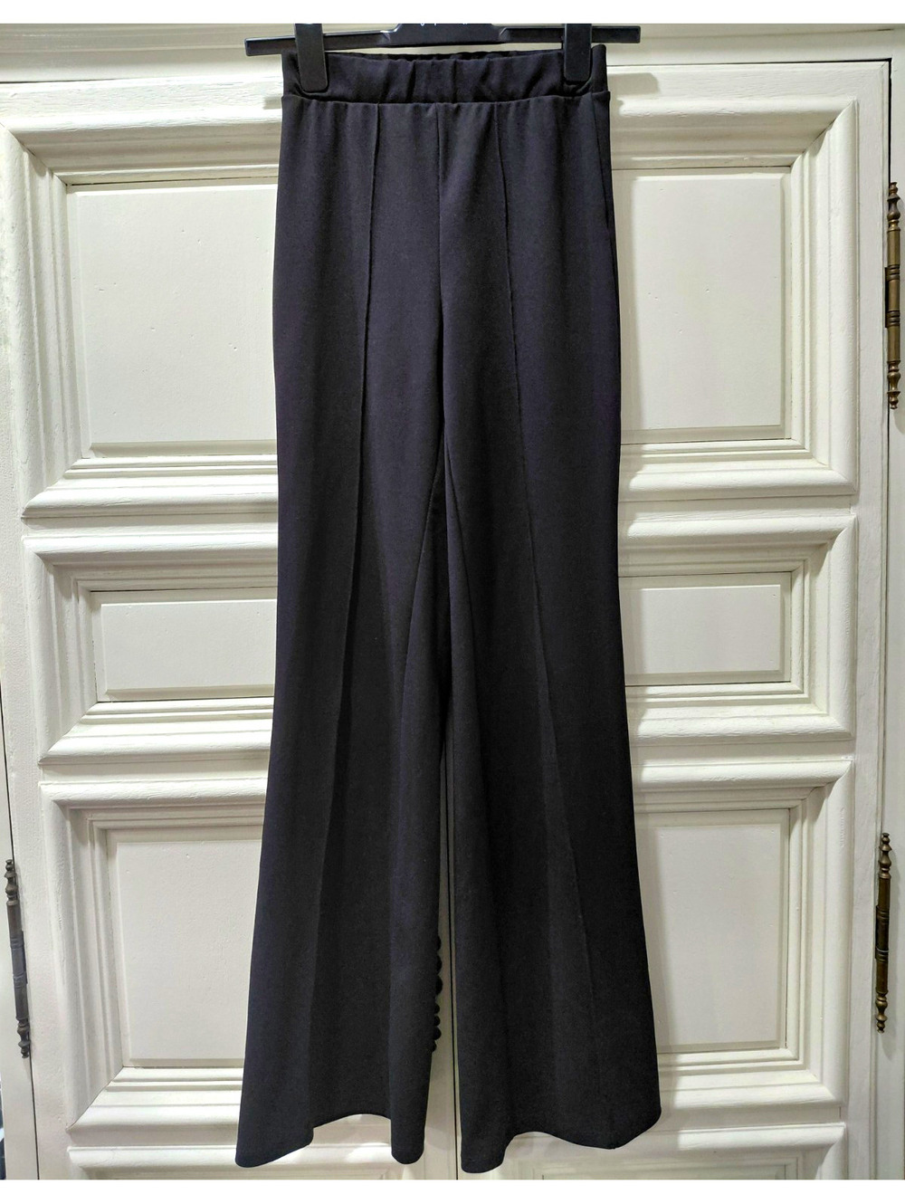 Hute Monde Womens Black Wide Leg Knit Pants Pleated Pull On High Rise S